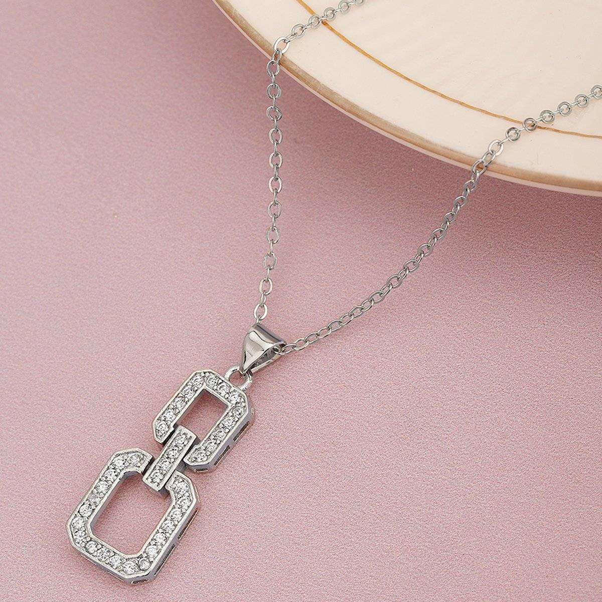 Carlton London Cz with Rhodium Plated Pendant with Chain for Women