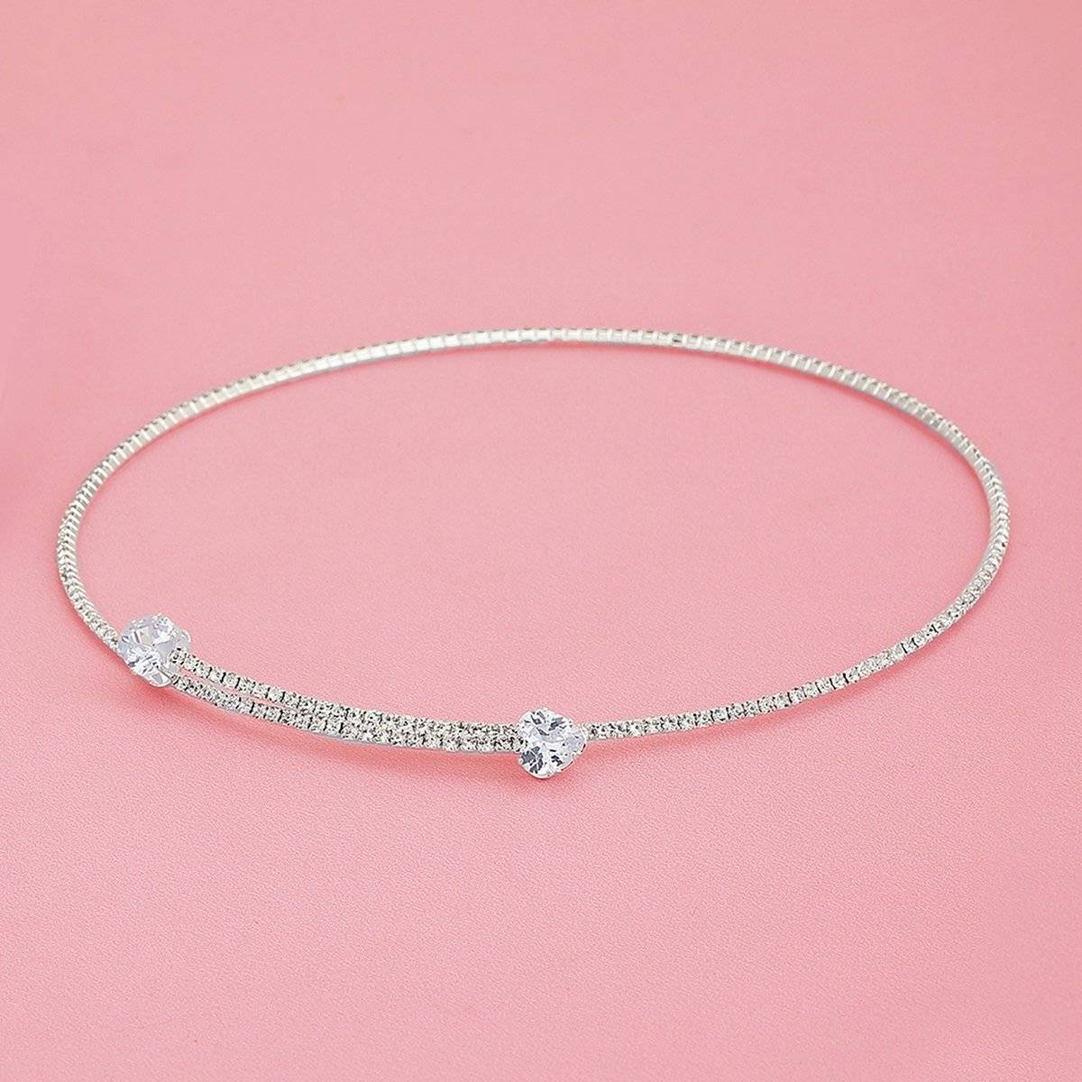 Carlton London Cz with Rhodium Plated Fancy Choker Necklace for Women