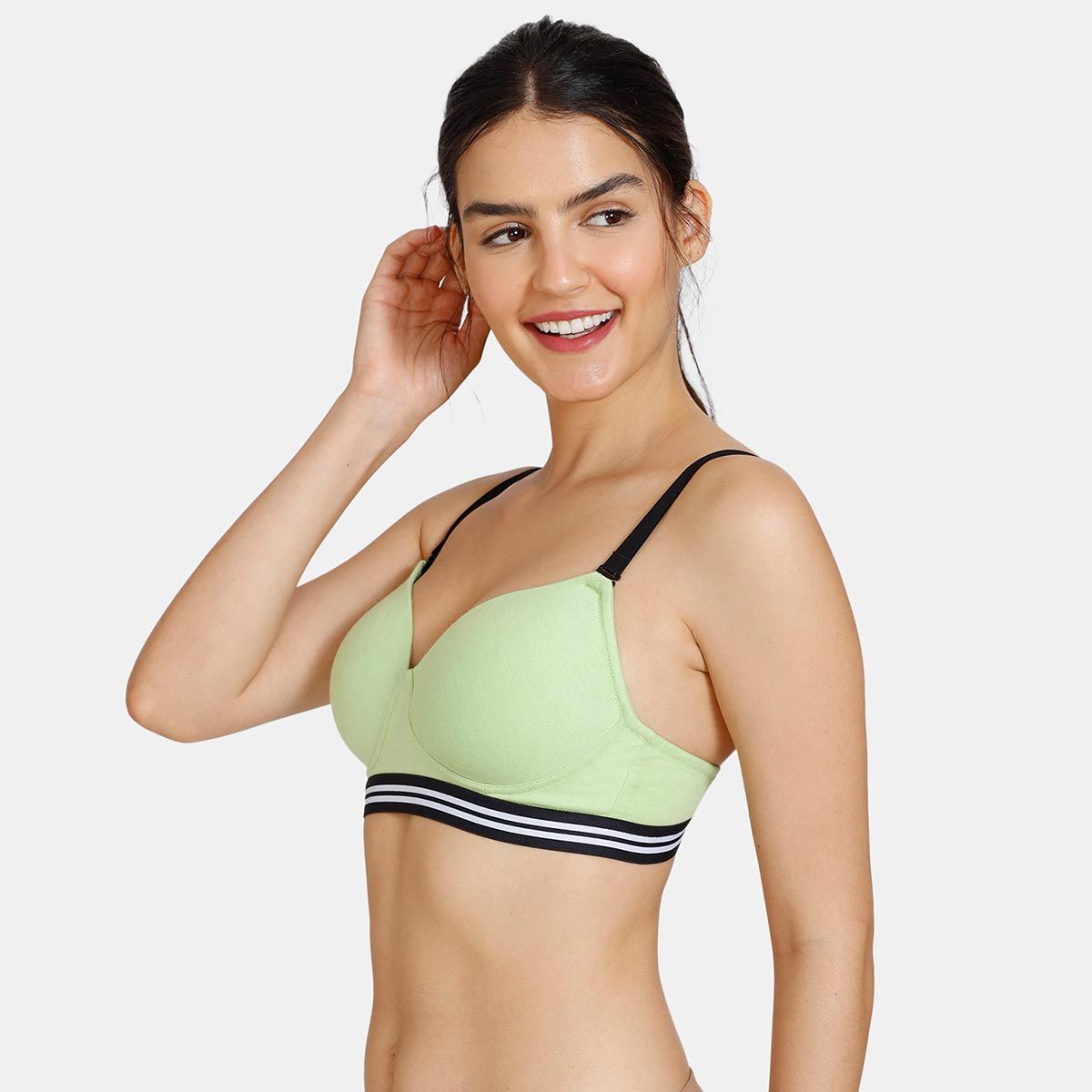 Zivame Beautiful Basics Padded Non Wired 3 4th Coverage T Shirt Bra Jade Lime Buy Zivame 4090