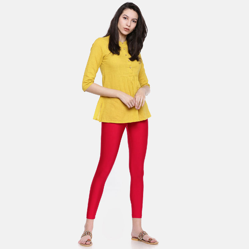 Buy Go Colors Dark Red Shimmer Leggings (XL) Online