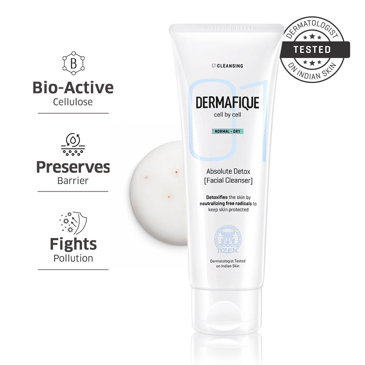 Dermafique Absolute Detox Facial Cleanser, Face Wash with Bio-Active Cellulose Beads