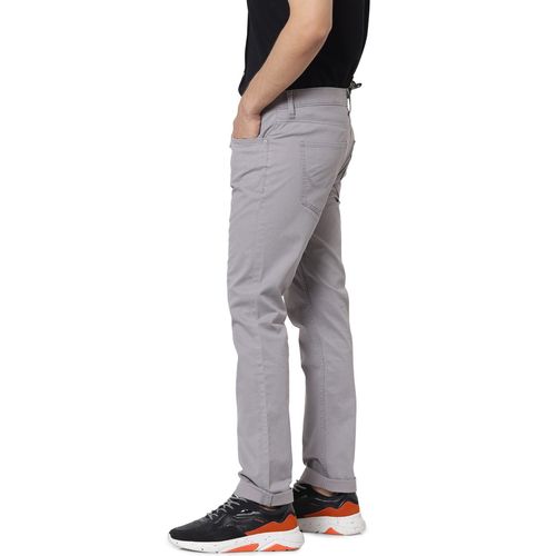 Grey Mid Rise Regular Fit Pants