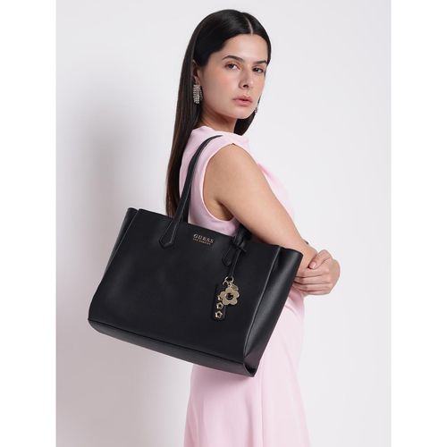 Guess Black Solid Archer Carryall Shopper Tote Bag