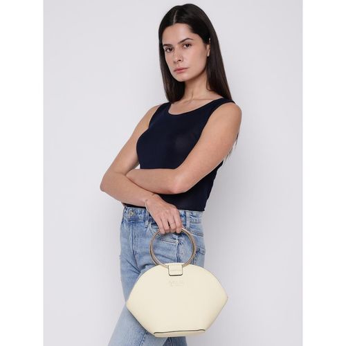 Buy Guess Yellow Solid Barcus Mini Handbag with Detachable Strap