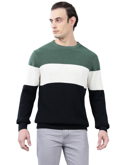 Buy Cantabil Men Dark-Blue Colorblock Sweater Online