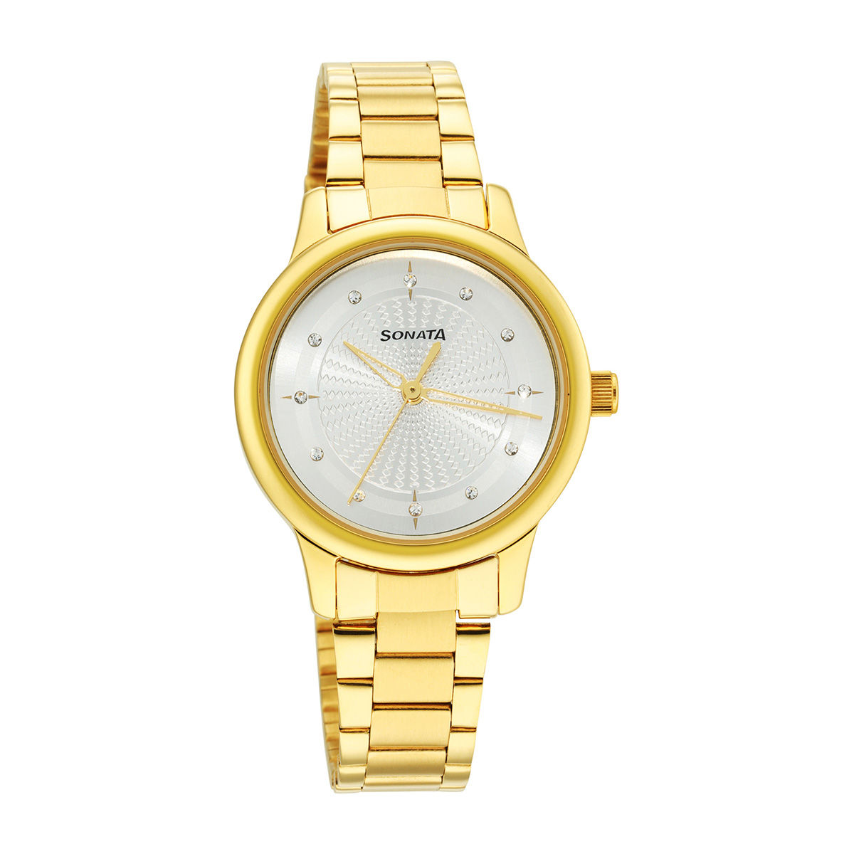 SONATA Champagne Dial Golden Stainless Steel Strap Watch – GHADIWALE