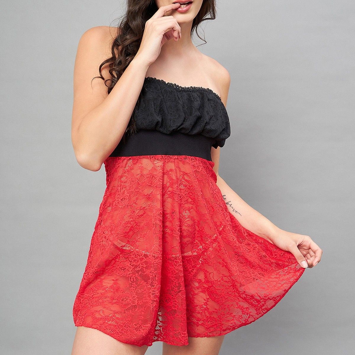 Buy Secrets by Zerokaata Women Red Self Design Lace Thong Briefs Online