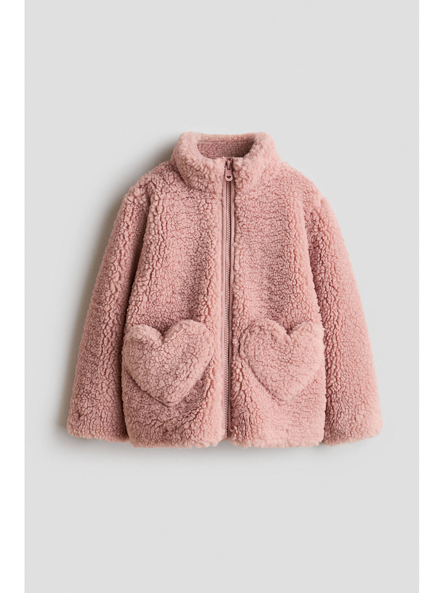 Buy H&M Girls Pink Heart-Pocket Teddy Jacket Online