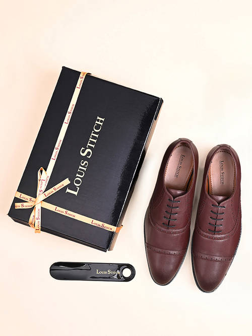 Buy Louis Stitch Men Rosewood Formal Lace Up Oxford Shoes Online display picture 1