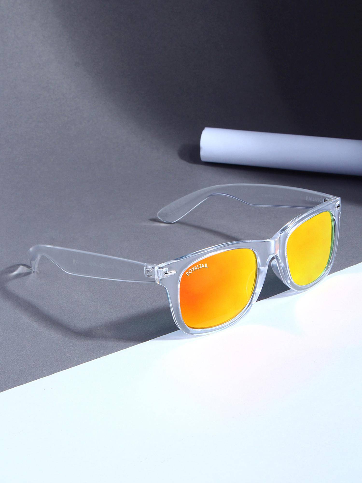 ROYALTAIL Unisex UV Protected Orange Full Rim Wayfarer Sunglasses- RT-SUNG-018 (50)