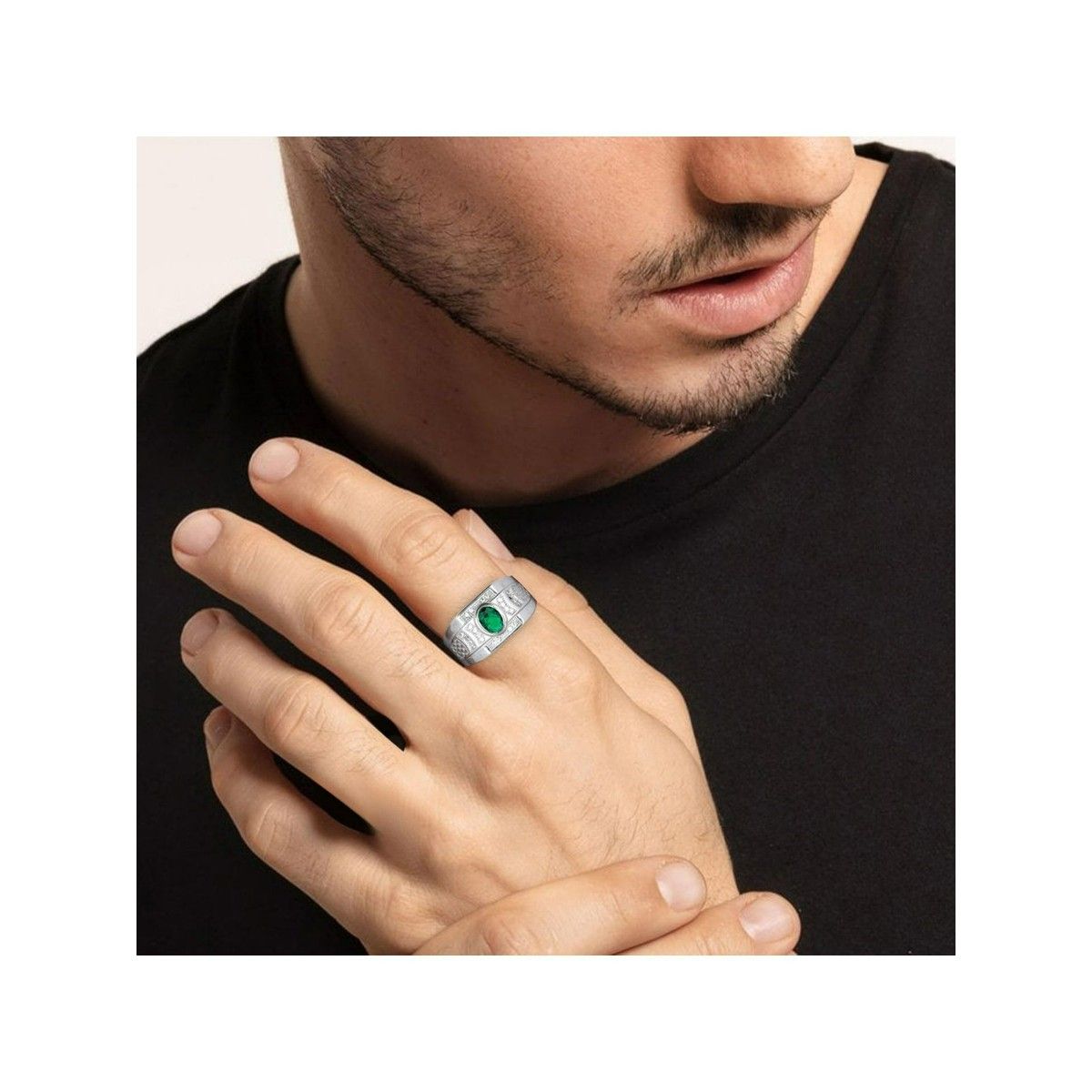 Men's Emerald Signet Ring