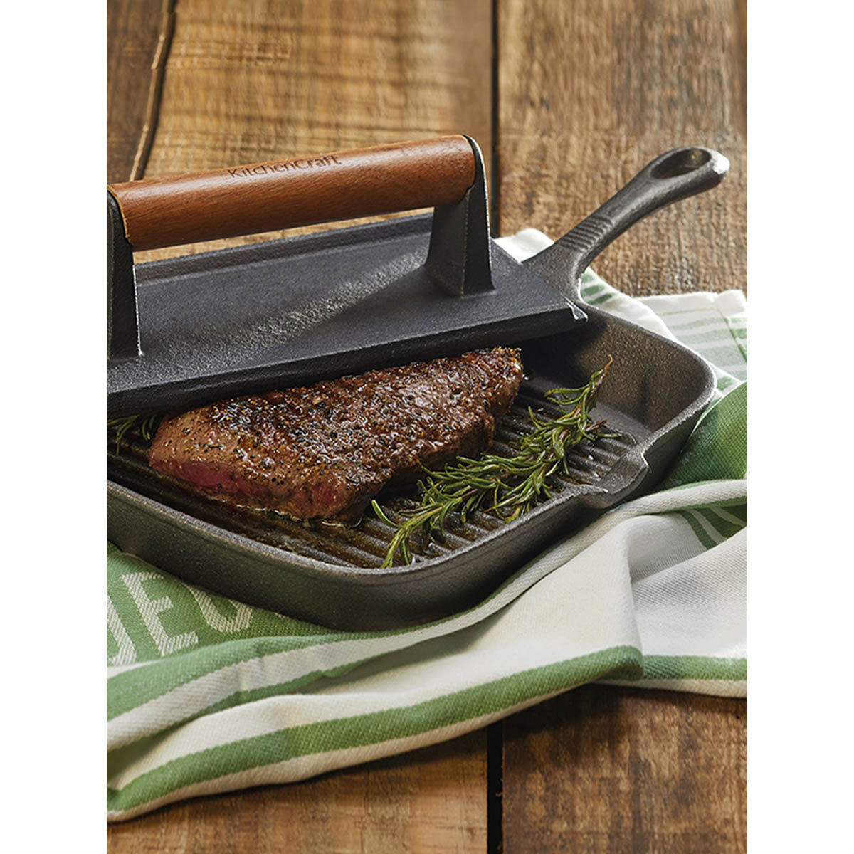 Kitchencraft Cast Iron Square Grill Pan, 23cm Buy Kitchencraft Cast