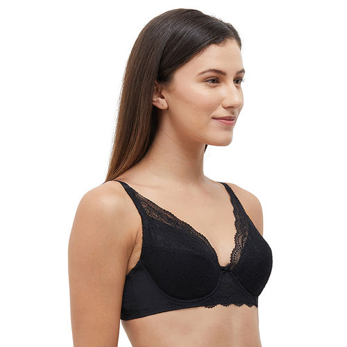 Lure Padded Wired Full Coverage Fashion Bra – Black