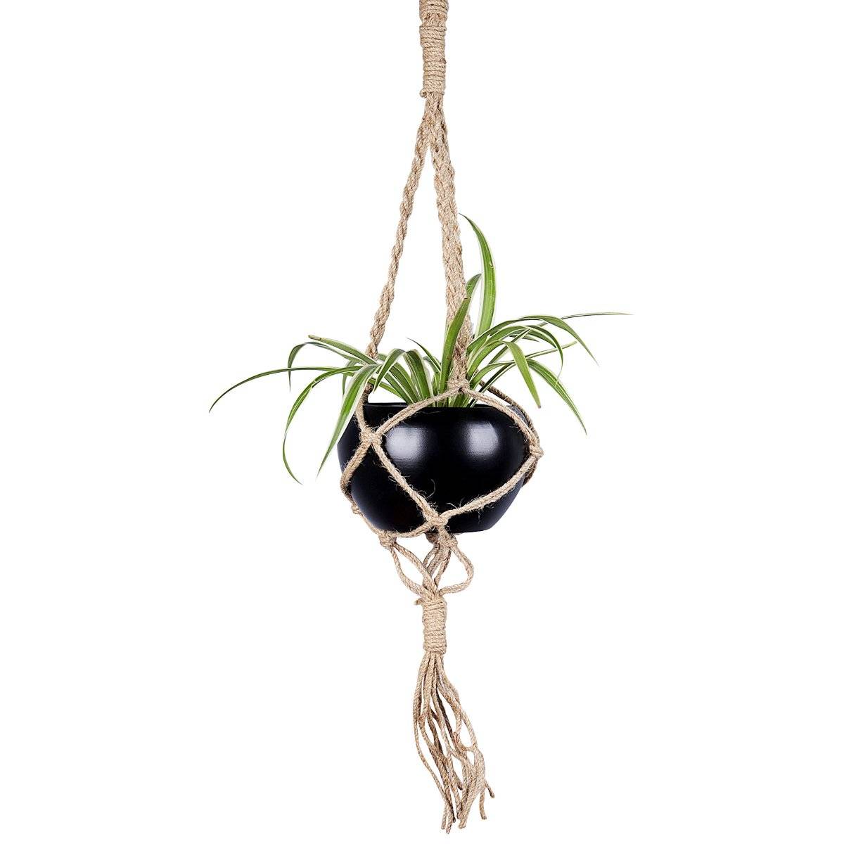 Homesake Macrame Hanging Planter Jute Beige Pot