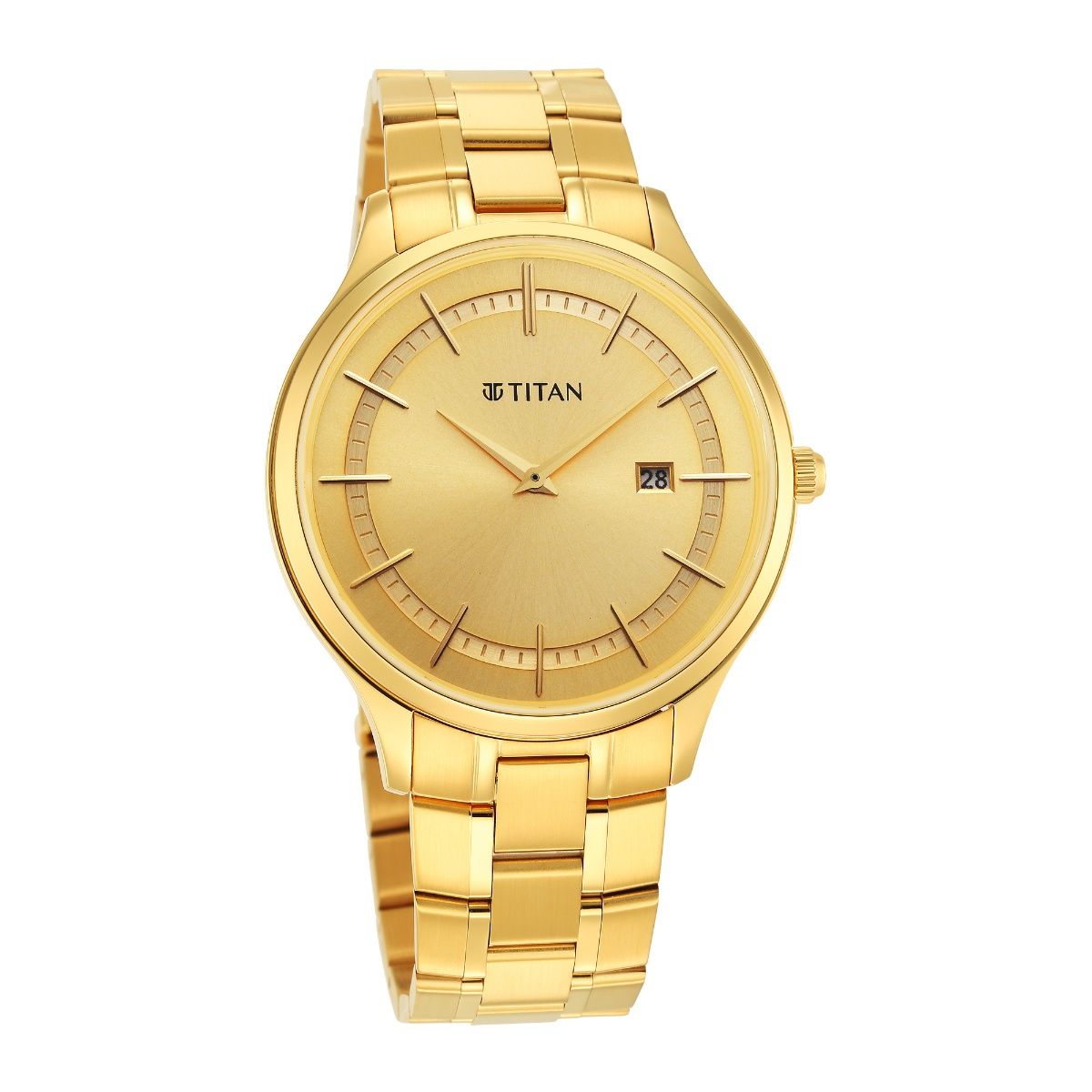 Titan slim watch golden new arrivals