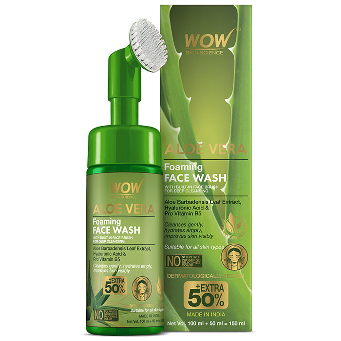 WOW Skin Science Foaming Aloe Vera Face Wash For Pimples, Dry & Oily Skin