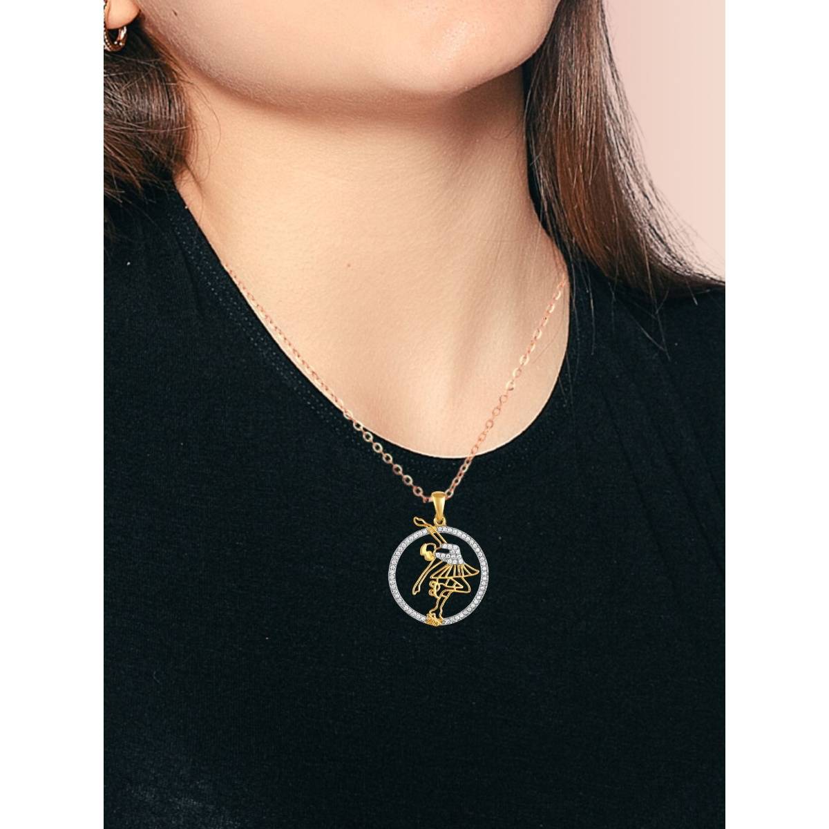 LuxeVogue 925 Silver Skater Girl Pendant Necklace