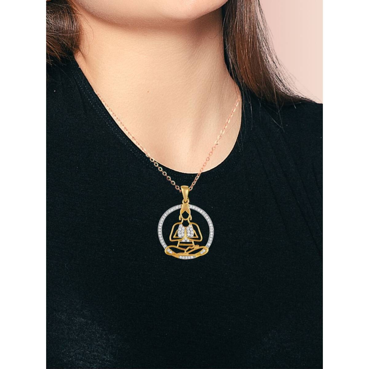 LuxeVogue 925 Silver Yoga Pose Girl Pendant
