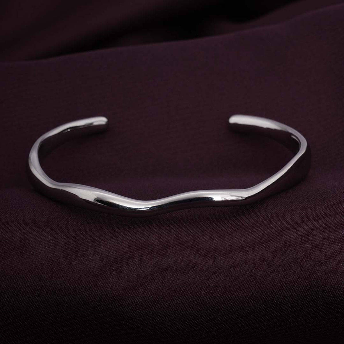 Palmonas Classic Silver Wave Cuff Bracelet For Womens