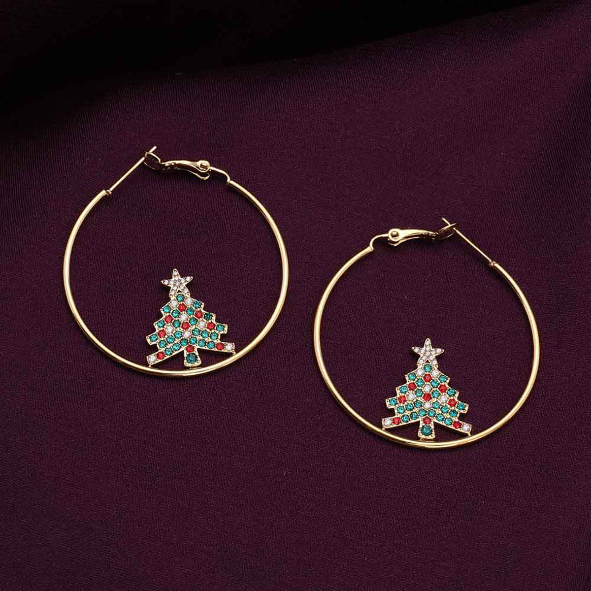 Palmonas Christmas Tree Hoop Earring For Womens