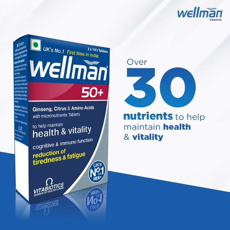 Wellman 50+ UK's No.1 Multivitamin for Men above 50 (Ginseng, Citrus