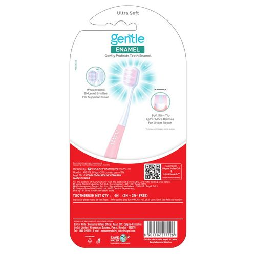 Buy Colgate Gentle UltraFoam Ultra Soft Bristles Manual Toothbrush for  adults, 2 Pcs, Soft Bristles for Superior Clean, Multicolor Online at Low  Prices in India 
