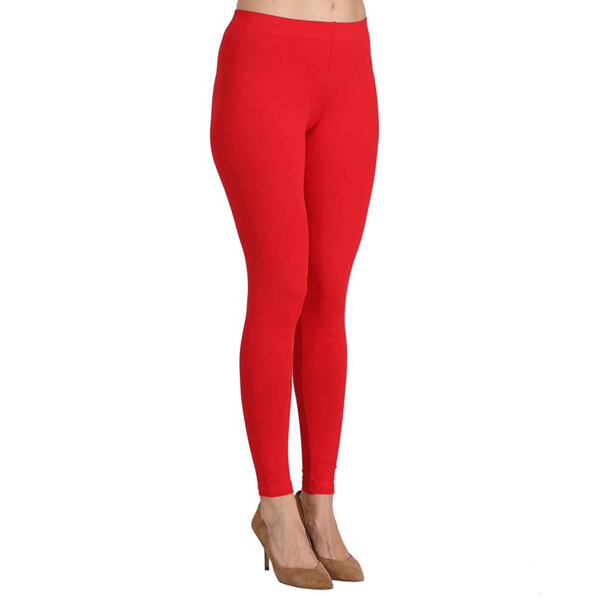 red cotton leggings womens