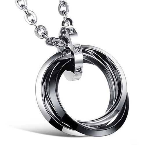 Buy Fablestreet Three Rings Pendant Necklace Black Online