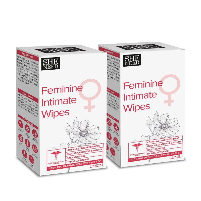 Sheneed Feminine Intimate WipesPack of 2 for Uti Prevention