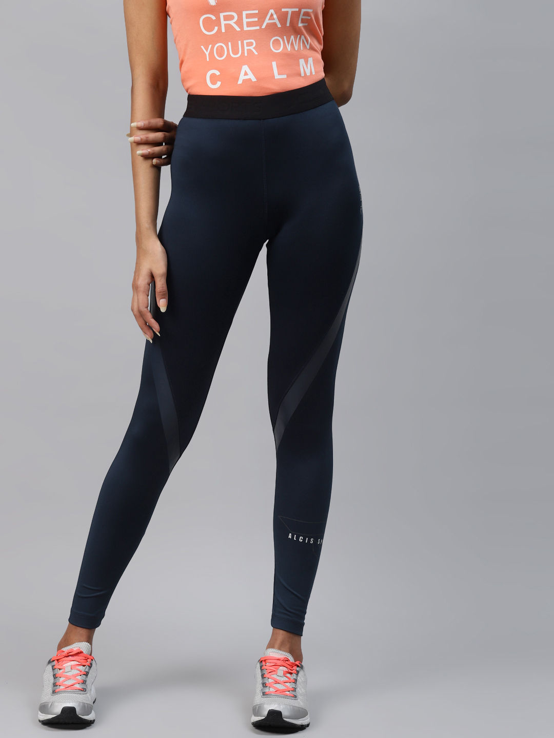 Alcis Leggings & Pants : Buy Alcis Women Navy Blue Solid Three