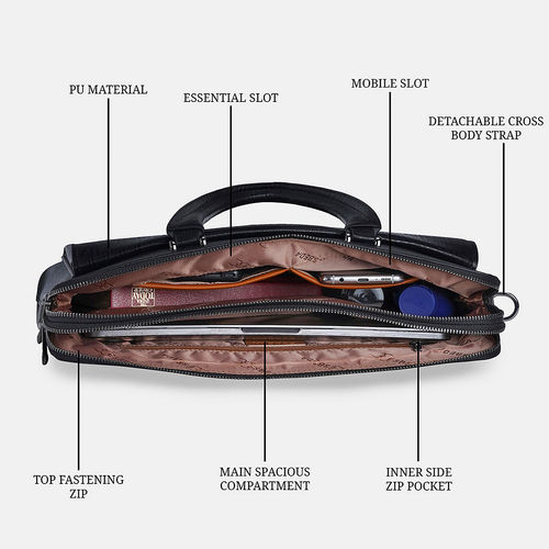 ESBEDA Black Color Handcuffs Laptop Briefcase for Men (M)