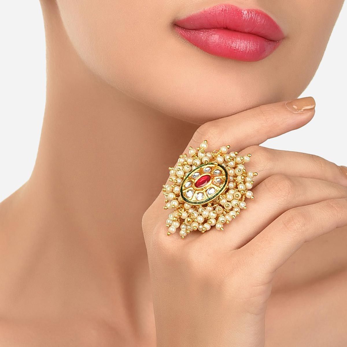 Unique Gold Beads Model Finger Rings New Fashion Big Size Antique Jewellery  F24270