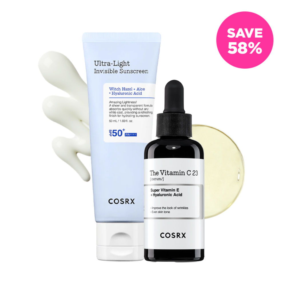 COSRX Glow & Protect Combo - Vitamin C Serum for Brightening & Ultra Light Sunscreen