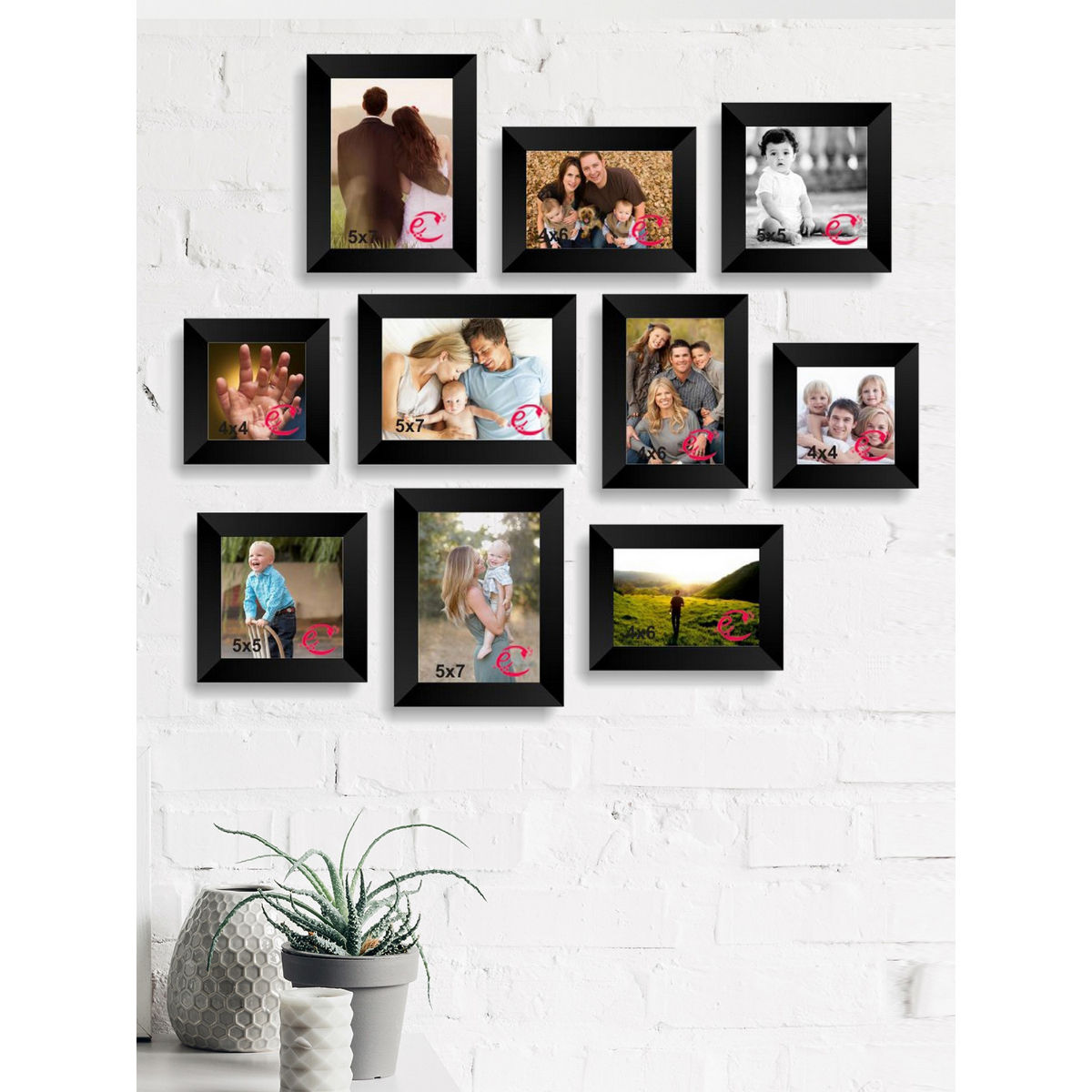 eCraftIndia Memory Wall Collage Photo Frame Set of 10 Photo Frames