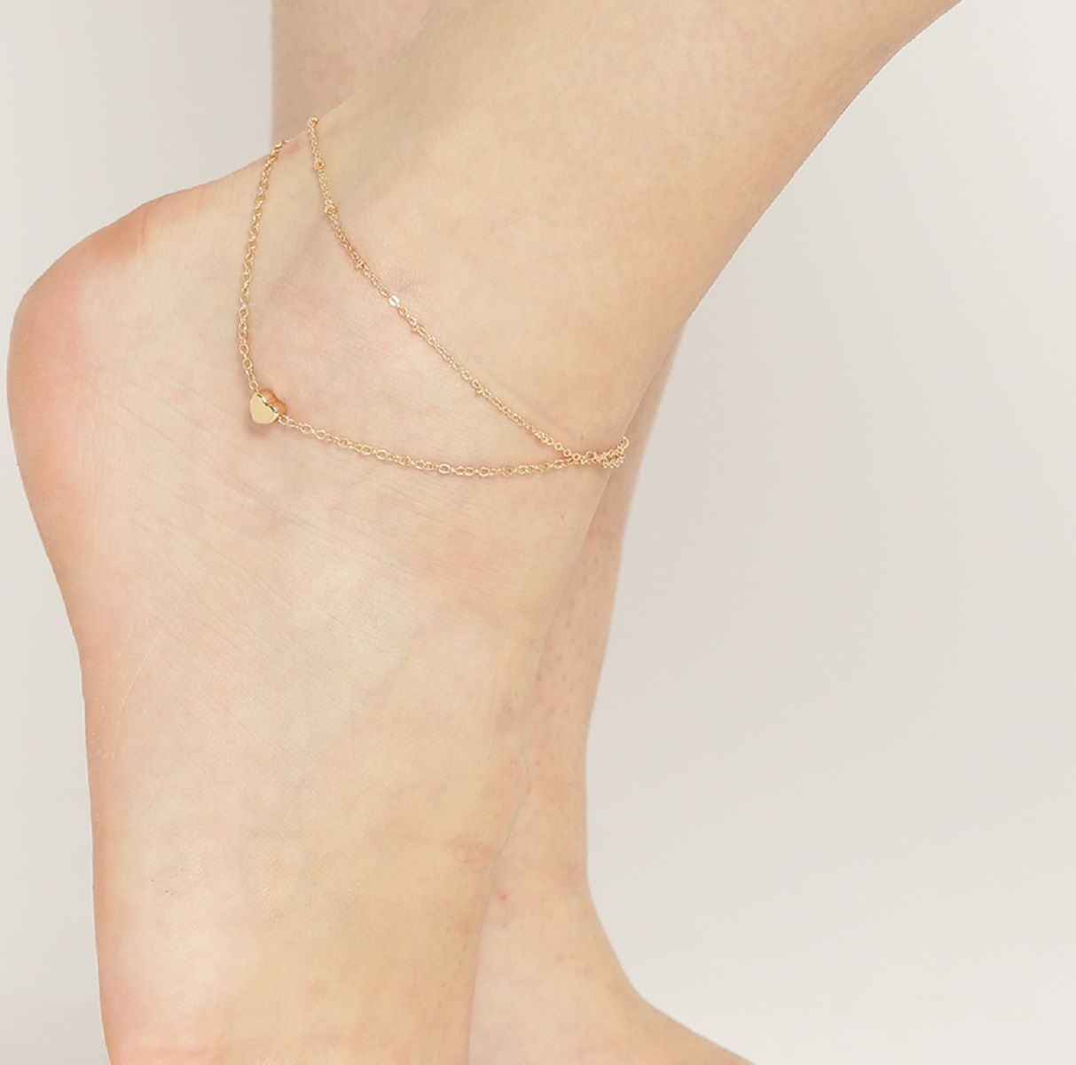Fabula Jewellery Delicate Gold Heart Chain Anklet (Single Piece)