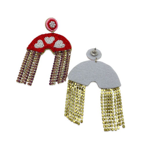 Buy Digital Dress Room Multi-Color Beaded Drop Earrings Rainbow