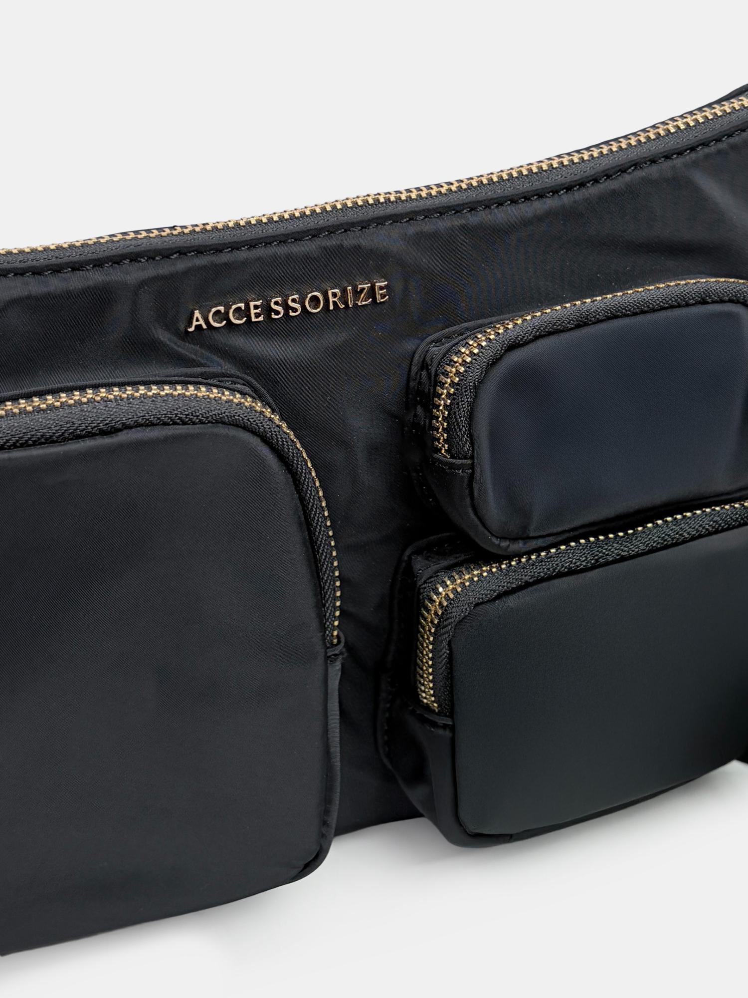 Buy Accessorize London Women Black Theon Multipocket Handbag Online
