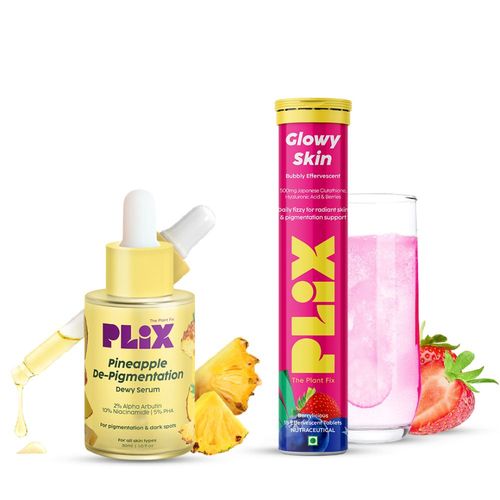 Plix Glutathione Skin Glow 15 Effervescent Tablets And Pineapple Serum Combo Reviews Online