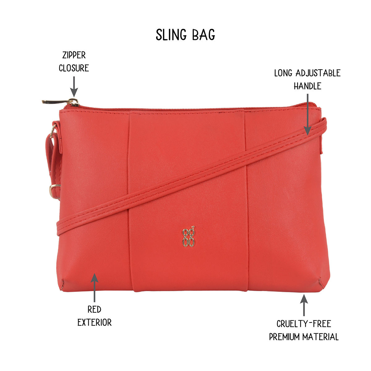 Buy Baggit Lpxe Heaton Red Sling and Cross Bag Online