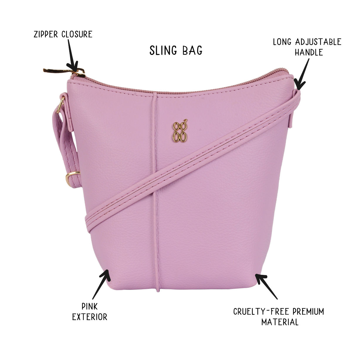 Buy Baggit Lpxe Gaze 3T5 Pink Sling and Cross Bag Online