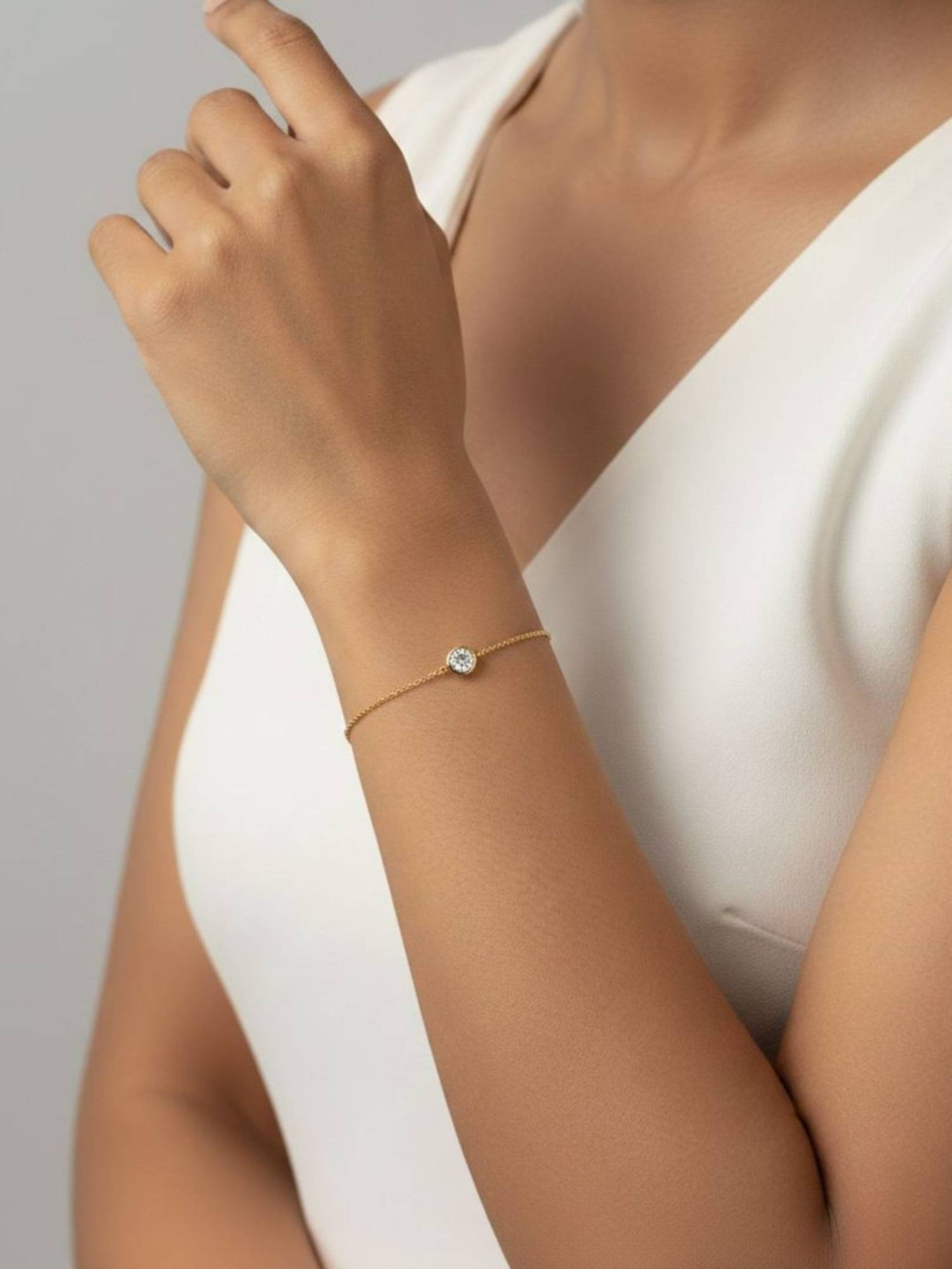 RACHIVA 18K Gold Plated Bezel Zircon Bracelet For Women