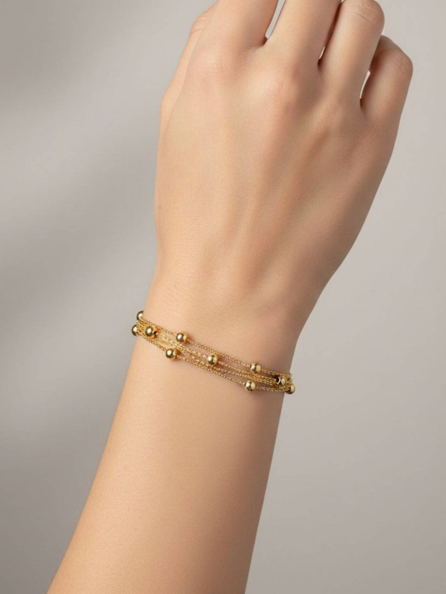 RACHIVA 18K Gold Plated Triple Layer Bead Bracelet For Women