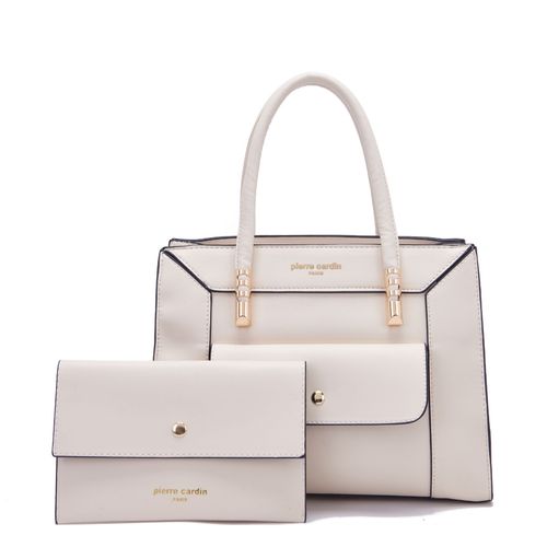 Pierre Cardin Satchel Bag For Women with Zipper Compartment and Outer  Pocket- Beige (Set of 3)