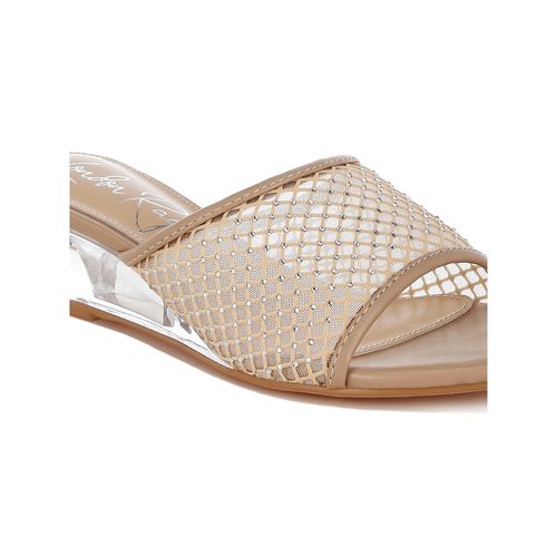 Buy London Rag Beige Mesh Clear Heel Wedge Heels Online