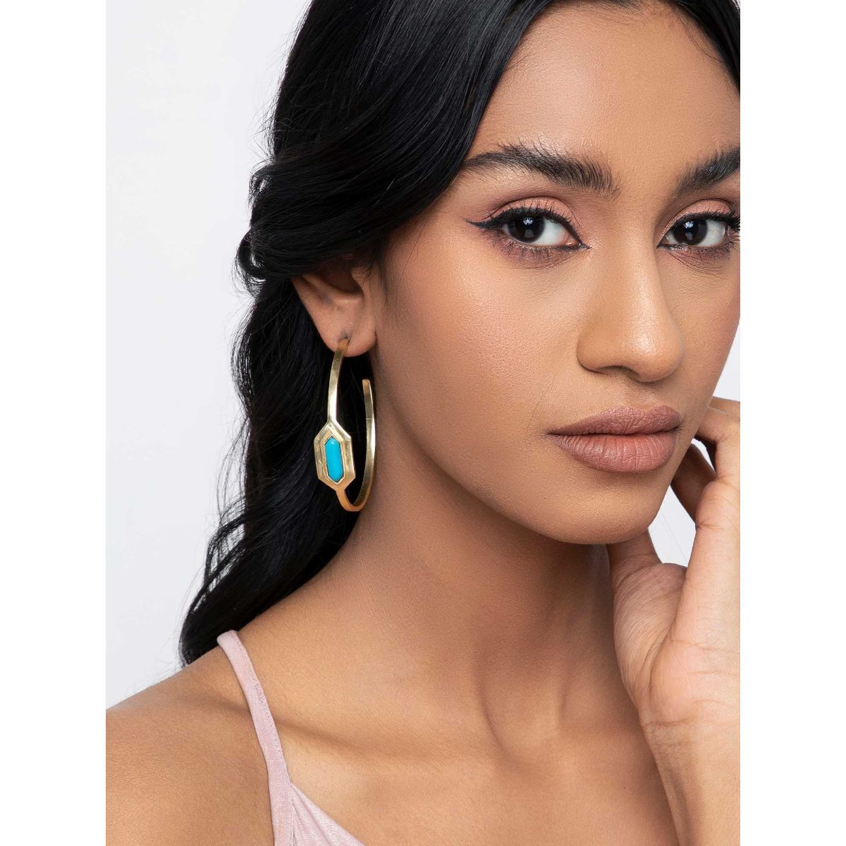 buy-indya-gold-blue-hexagon-stone-hoop-earrings-online