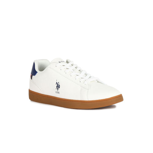 U.S. Polo Assn. Low-Top Lace-Up Sneakers For Men (White, 8)