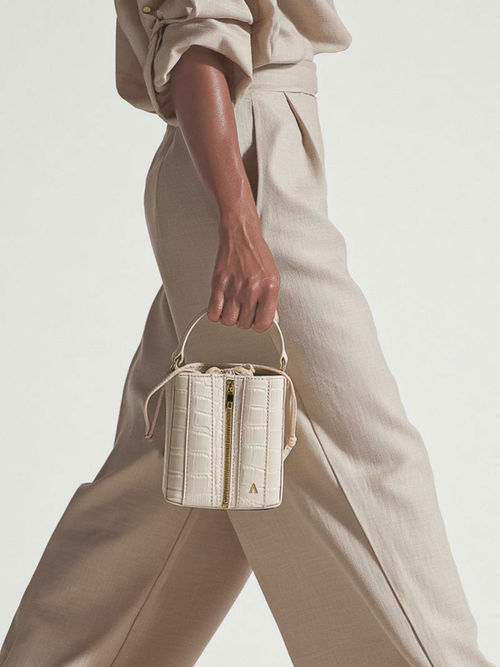 Akinna Bucket Bag Top Handle With Crossbody Gold Snake Chain