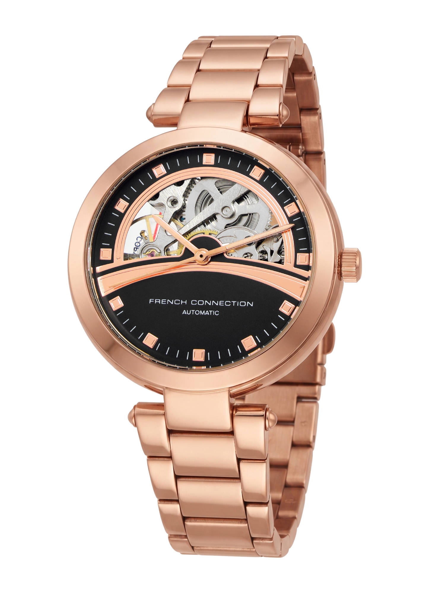 French Connection Black See-Through Dial Watch | Rose Gold Two Tone - FCA41RTM (M)