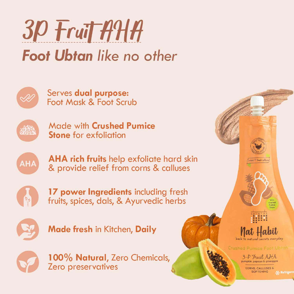 Nat Habit Crushed Pumice Foot Ubtan & Foot Scrub 3P Fruit AHA Buy Nat Habit Crushed Pumice