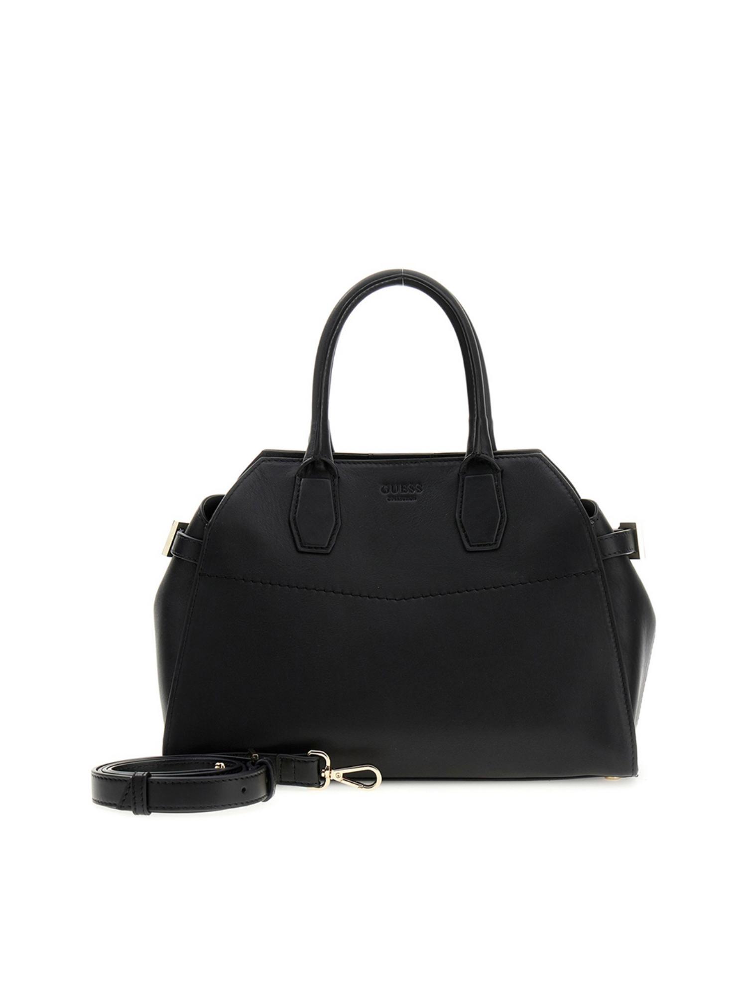 Buy Guess Women Solid Black Liza Satchel Bag with Detachable Strap